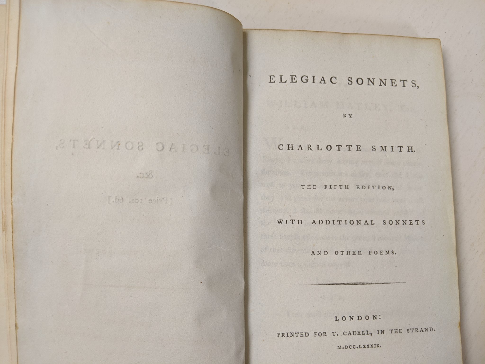 Charlotte Smith, Elegiac Sonnets, 5th edn.