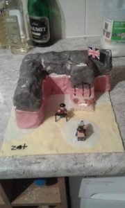 Chawton House Library cake (baked by Alice Parker) with total station surveyor & resistivity surveyor (curtesy of Lego).