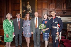 Trustees Mrs Gilly Drummond and Mr Richard Knight with Executive Director, Dr Gillian Dow, Trustees Mr Leonard Bosack, Dr Sandy Lerner and HM Lord-Lieutenant, Nigel Atkinson Esq