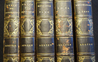 Image of 5 leather-bound books