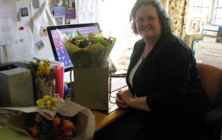 Sarah Parry with flowers